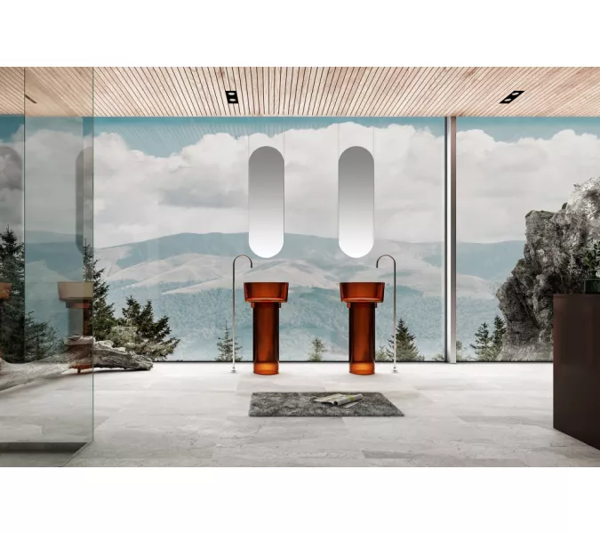 Раковина отдельностоящая прозрачная ABBER Kristall AT2702Opal, Выбрать цвет: Коричневый, изображение 2