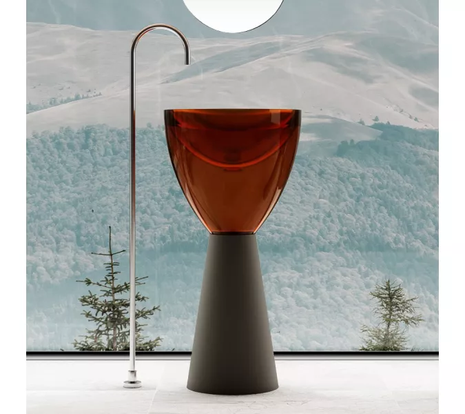 Раковина отдельностоящая прозрачная ABBER Kristall AT2703Black-Opal черный/коричневый