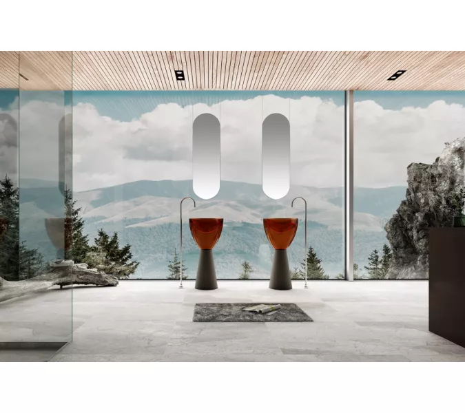 Раковина отдельностоящая прозрачная ABBER Kristall AT2703Black-Opal черный/коричневый, изображение 2