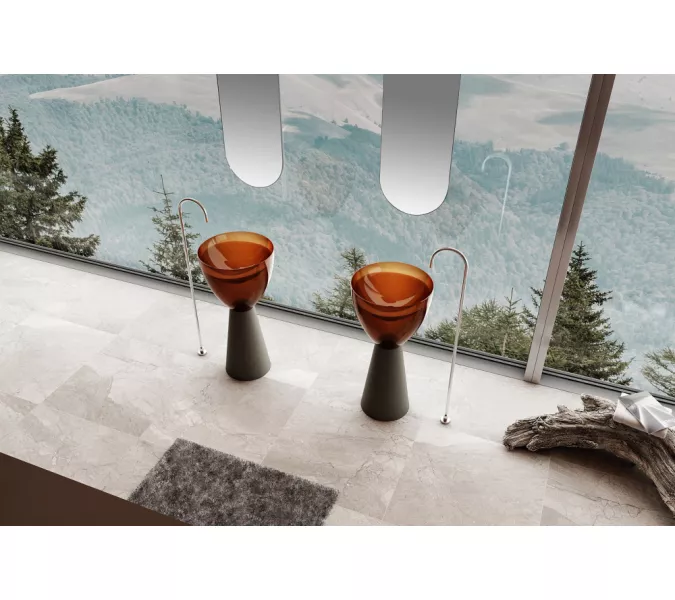 Раковина отдельностоящая прозрачная ABBER Kristall AT2703Black-Opal черный/коричневый, изображение 3