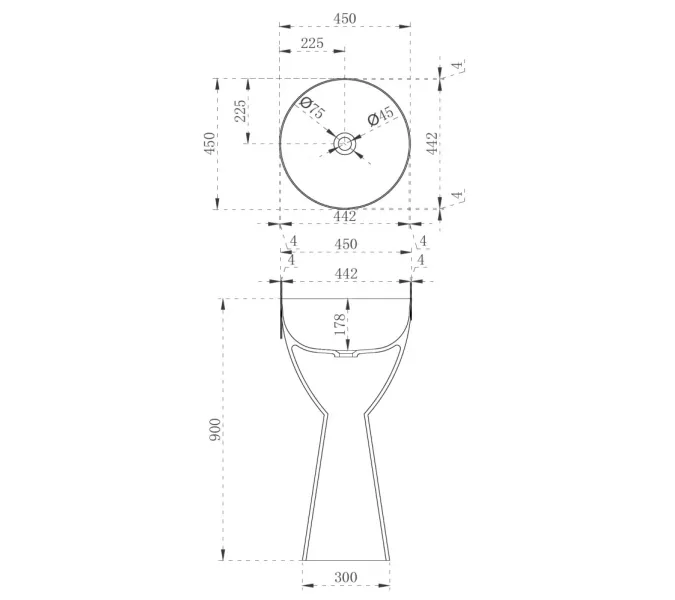 Раковина отдельностоящая прозрачная ABBER Kristall AT2703Onyx, изображение 4