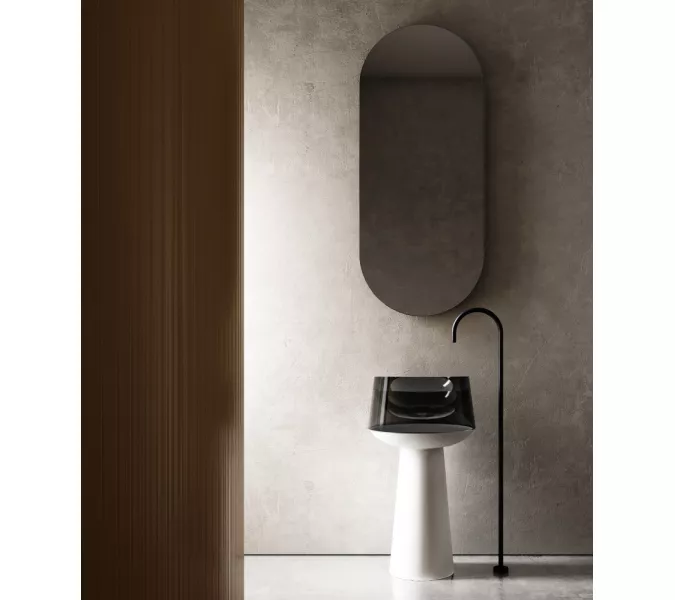 Раковина отдельностоящая прозрачная ABBER Kristall AT2706White-Onyx белый/черный, изображение 2