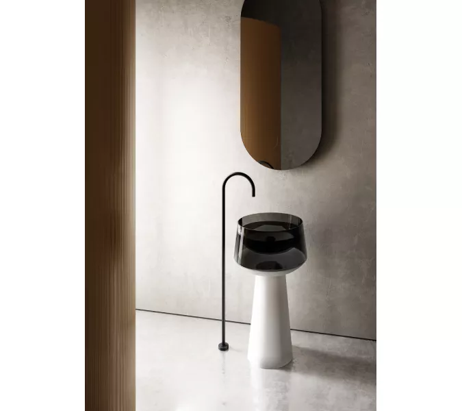 Раковина отдельностоящая прозрачная ABBER Kristall AT2706White-Onyx белый/черный, изображение 3