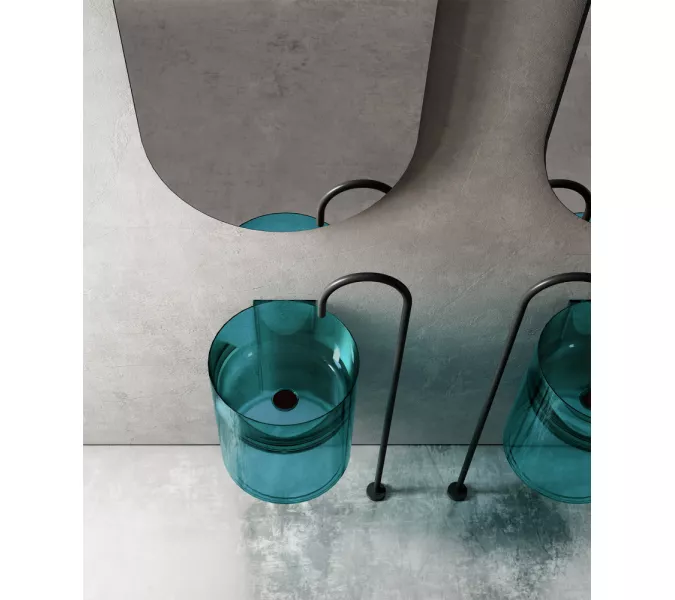 Раковина подвесная прозрачная ABBER Kristall AT2704Aquamarin бирюзовая, Выбрать цвет: Бирюзовая, изображение 3