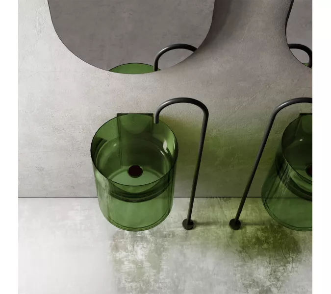 Раковина подвесная прозрачная ABBER Kristall AT2704Emerald зеленая, Выбрать цвет: Зелёная, изображение 3