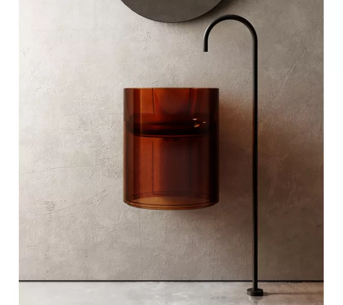 Раковина подвесная прозрачная ABBER Kristall AT2704Opal коричневая, Выбрать цвет: Коричневый