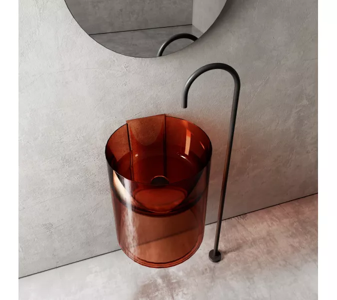 Раковина подвесная прозрачная ABBER Kristall AT2704Opal коричневая, Выбрать цвет: Коричневый, изображение 3