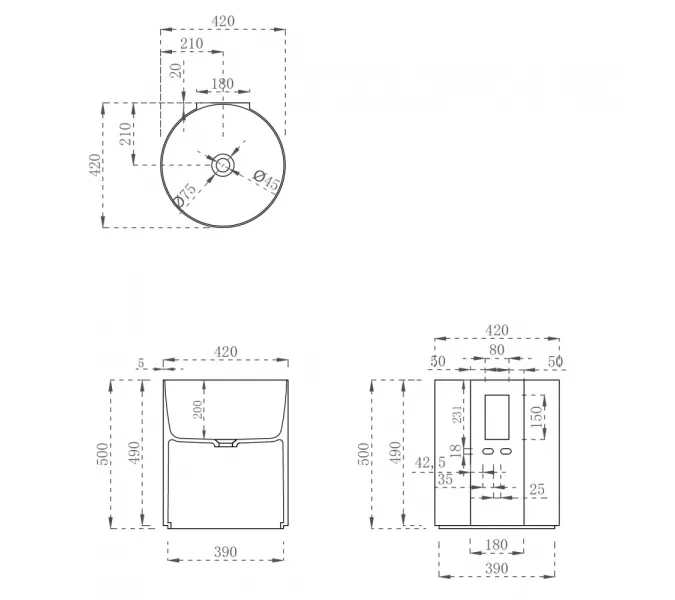 Раковина подвесная прозрачная ABBER Kristall AT2704Opal коричневая, Выбрать цвет: Коричневый, изображение 4