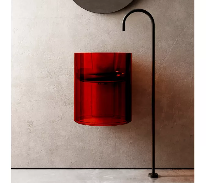 Раковина подвесная прозрачная ABBER Kristall AT2704Rubin красная, Выбрать цвет: Красная