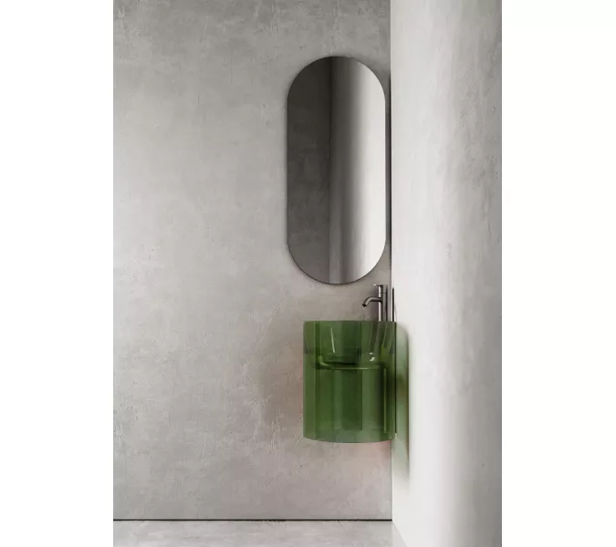 Раковина подвесная прозрачная угловая ABBER Kristall AT2705Emerald зеленая, Выбрать цвет: Зеленый, изображение 2