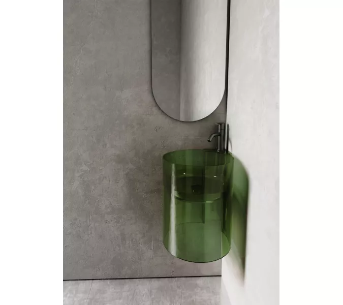 Раковина подвесная прозрачная угловая ABBER Kristall AT2705Emerald зеленая, Выбрать цвет: Зеленый, изображение 3