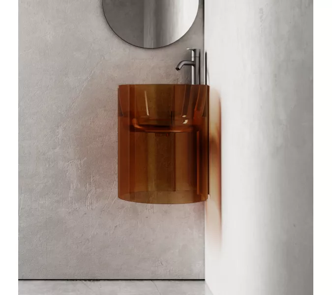 Раковина подвесная прозрачная угловая ABBER Kristall AT2705Opal коричневая, Выбрать цвет: Коричневый