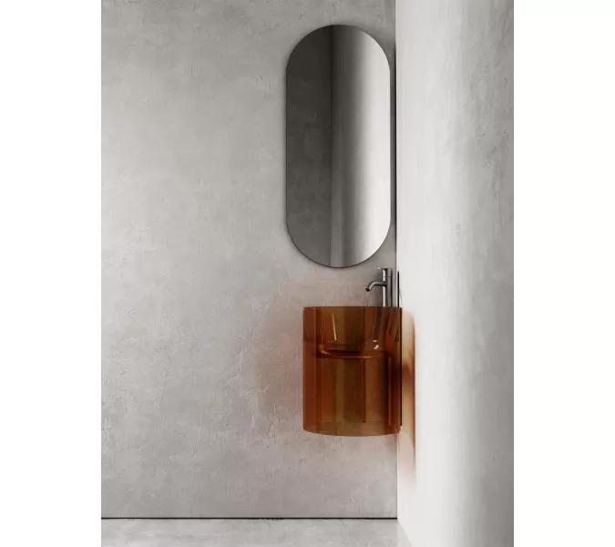 Раковина подвесная прозрачная угловая ABBER Kristall AT2705Opal коричневая, Выбрать цвет: Коричневый, изображение 2