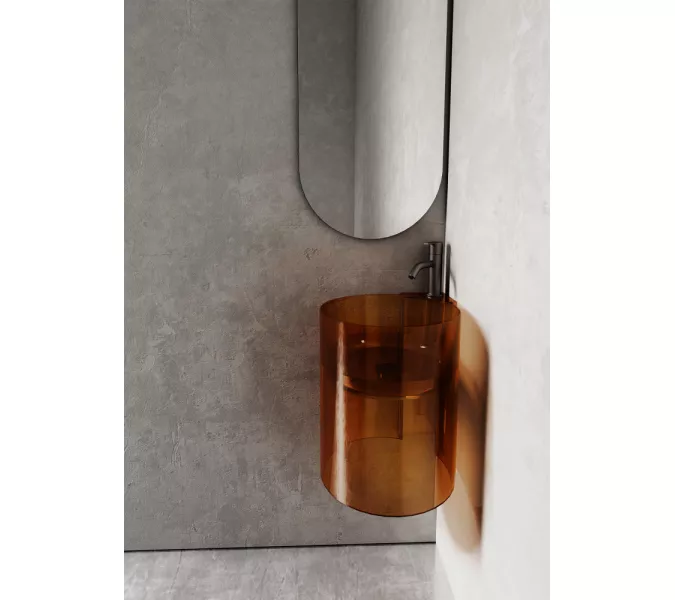 Раковина подвесная прозрачная угловая ABBER Kristall AT2705Opal коричневая, Выбрать цвет: Коричневый, изображение 3