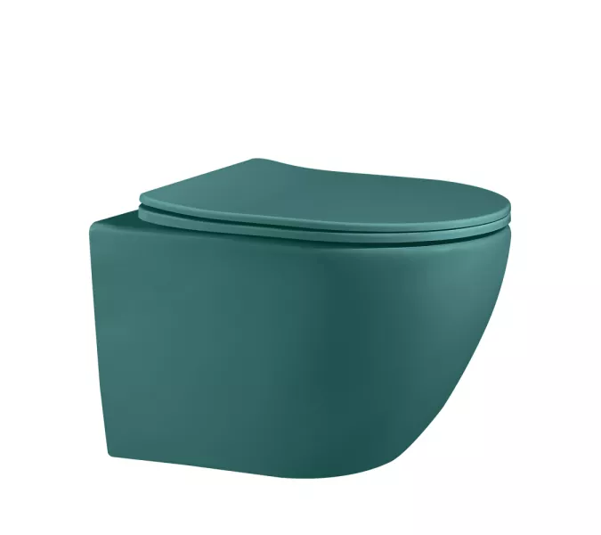 Унитаз ABBER Bequem AC1101MBG подвесной темно-зеленый матовый, безободковый, Выбрать цвет: Темно-зеленый матовый