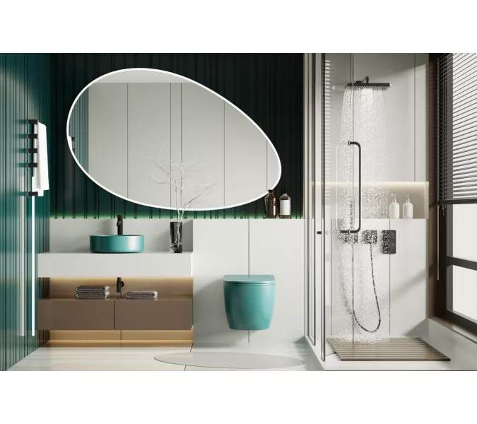 Унитаз ABBER Bequem AC1101MBG подвесной темно-зеленый матовый, безободковый, Выбрать цвет: Темно-зеленый матовый, изображение 2