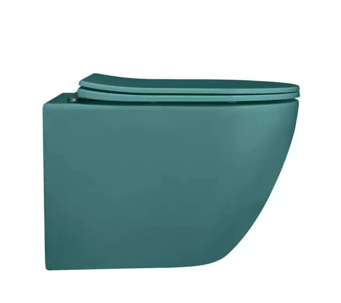 Унитаз ABBER Bequem AC1101MBG подвесной темно-зеленый матовый, безободковый, Выбрать цвет: Темно-зеленый матовый, изображение 5