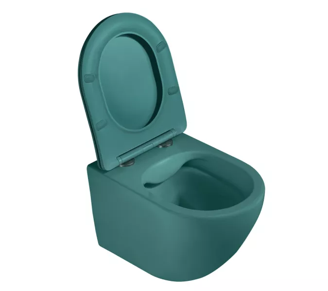 Унитаз ABBER Bequem AC1101MBG подвесной темно-зеленый матовый, безободковый, Выбрать цвет: Темно-зеленый матовый, изображение 7