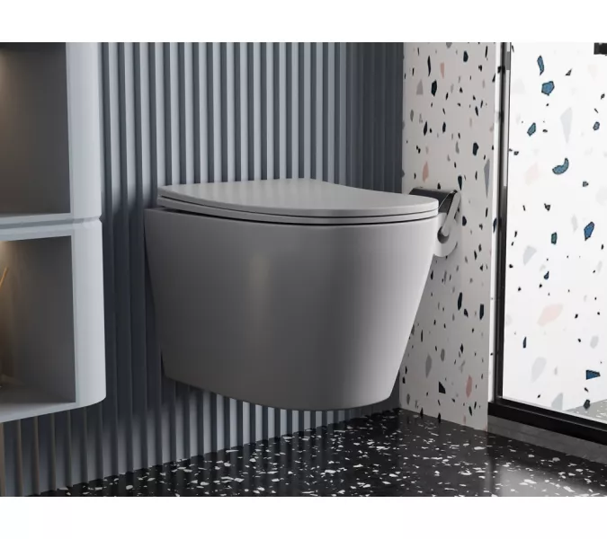 Унитаз ABBER Bequem AC1102MG подвесной серый матовый, безободковый, Выбрать цвет: Серый матовый, изображение 2