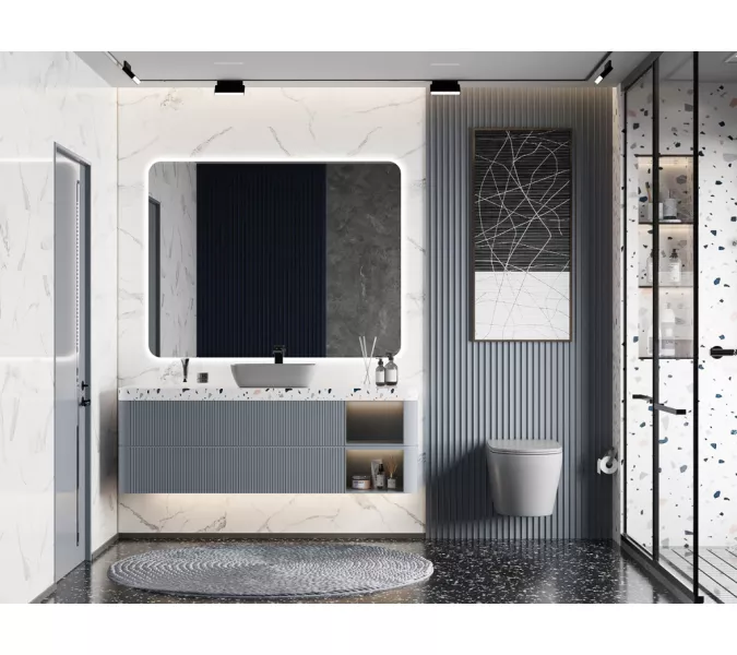 Унитаз ABBER Bequem AC1102MG подвесной серый матовый, безободковый, Выбрать цвет: Серый матовый, изображение 3