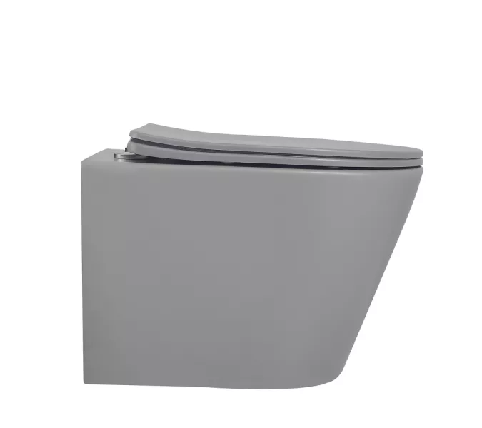 Унитаз ABBER Bequem AC1102MG подвесной серый матовый, безободковый, Выбрать цвет: Серый матовый, изображение 6