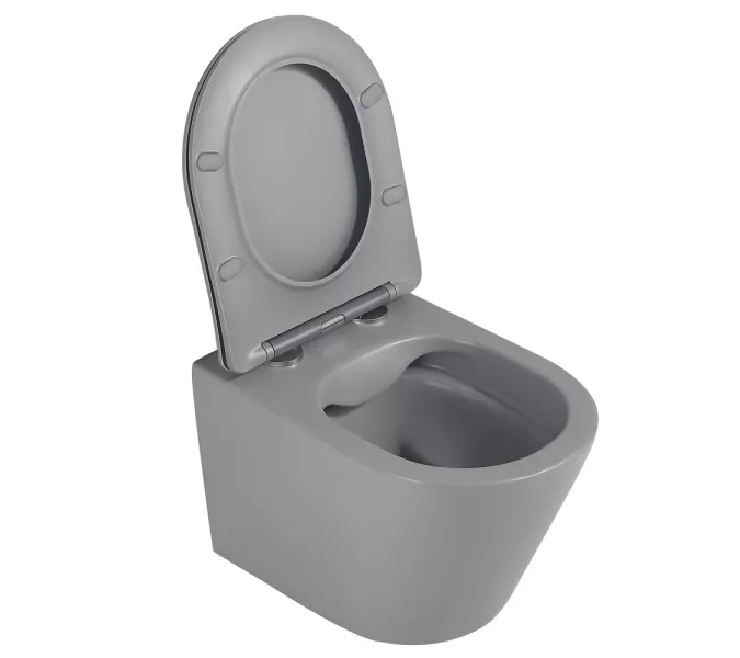 Унитаз ABBER Bequem AC1102MG подвесной серый матовый, безободковый, Выбрать цвет: Серый матовый, изображение 7