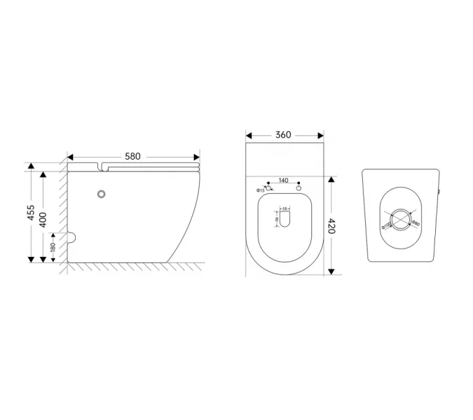 Унитаз ABBER Bequem AC1115P приставной белый с импульсным смывом, изображение 9
