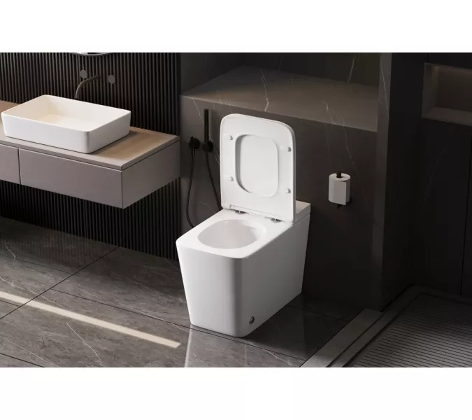 Унитаз ABBER Rechteck AC1213P приставной белый с импульсным смывом, изображение 4