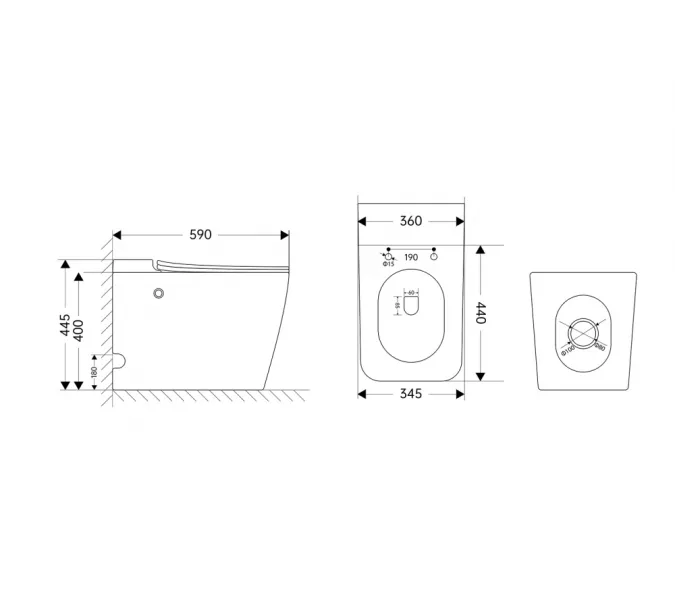 Унитаз ABBER Rechteck AC1213P приставной белый с импульсным смывом, изображение 9