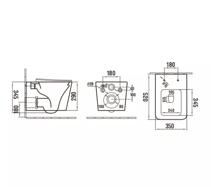 Унитаз подвесной  5170MW, Выбрать цвет: Белый матовый, изображение 2