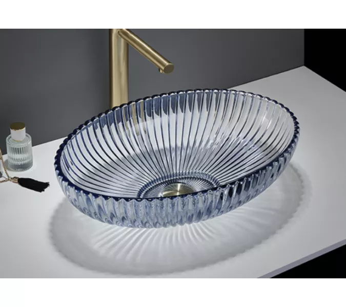 Раковина Ceramalux GL49-L1  стекло, Выбрать цвет: Светло-голубой