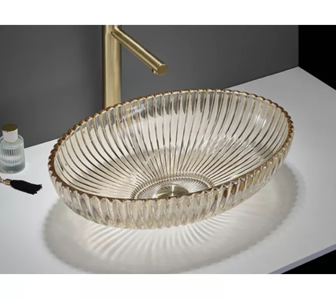 Раковина Ceramalux GL49-CP  стекло, Выбрать цвет: Шампань