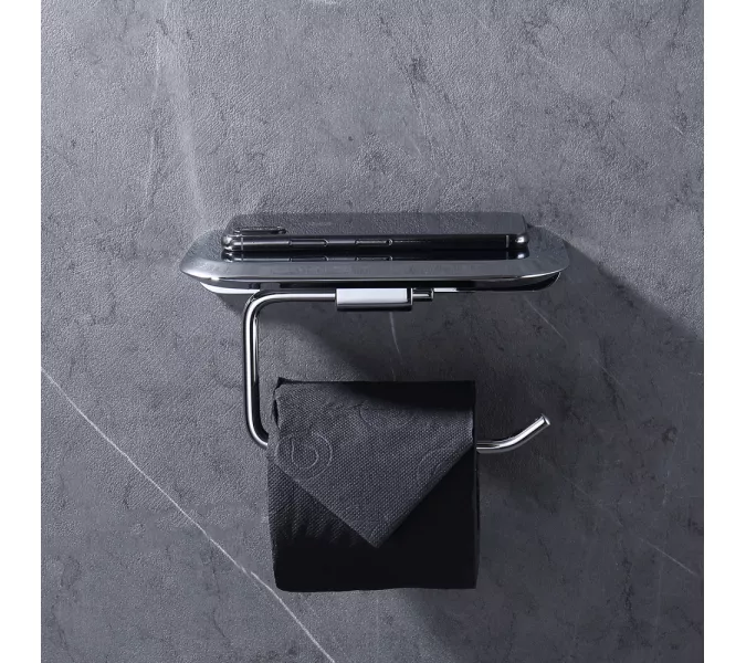 Бумагодержатель с полкой для телефона ABBER Nord AA1530 хром, Выбрать цвет: Хром, изображение 2