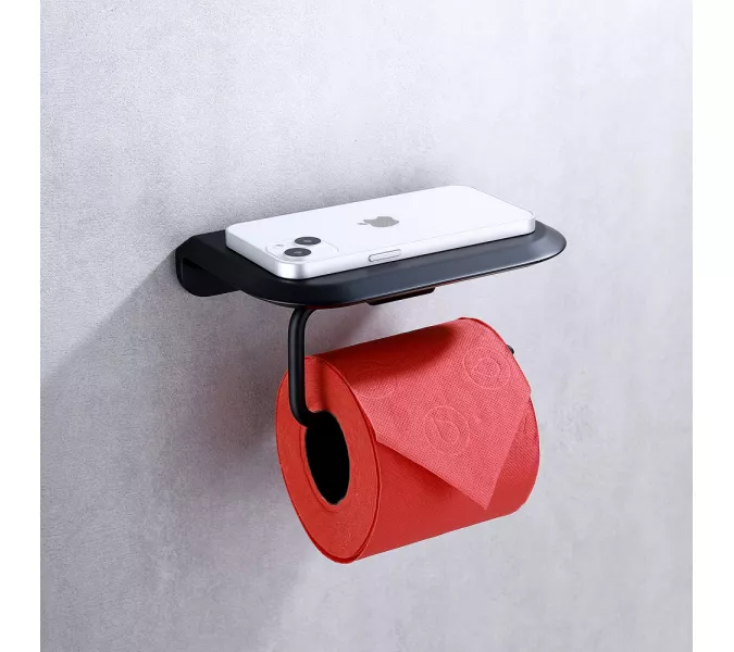 Бумагодержатель с полкой для телефона ABBER Nord AA1530B черный матовый, Выбрать цвет: Черный матовый, изображение 2