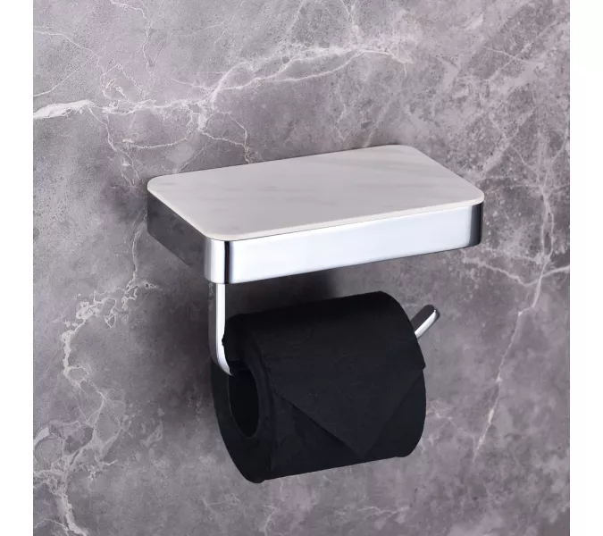 Бумагодержатель с полкой для телефона ABBER Westen AA1730 хром, Выбрать цвет: Хром, изображение 2