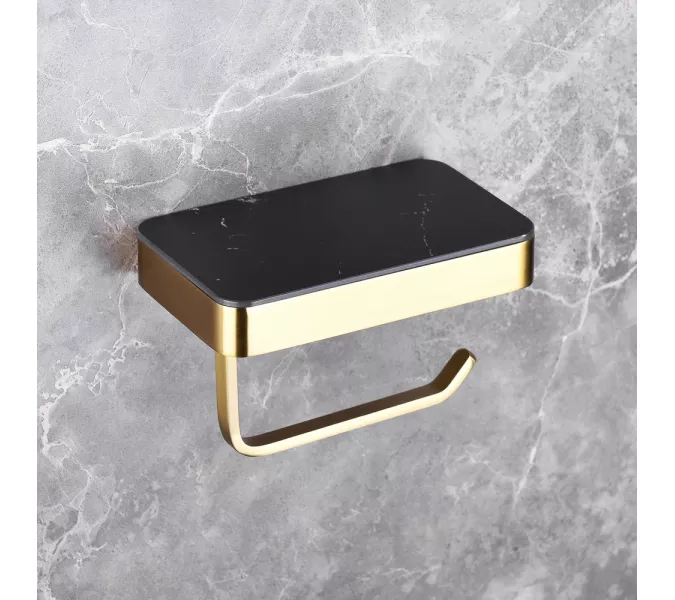 Бумагодержатель с полкой для телефона ABBER Westen AA1730G золото, Выбрать цвет: Золото, изображение 2