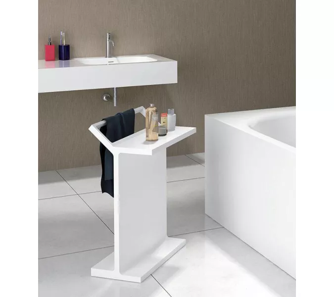 Столик для ванной комнаты ABBER Stein AS1637 с полотенцедержателем, белый, Выбрать цвет: Белый, изображение 2