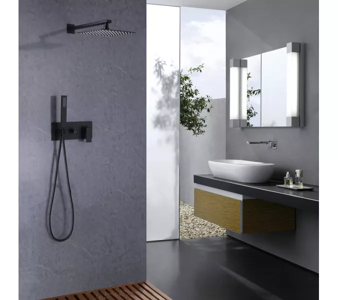 Душевая система ABBER Daheim AF8218B скрытого монтажа без излива, черная матовая, Выбрать цвет: Черный матовый, изображение 2