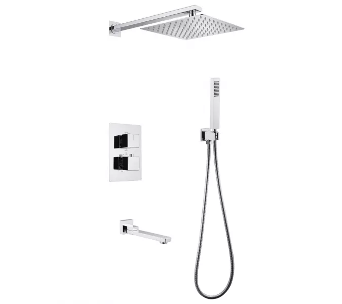 Душевая система ABBER Daheim AF8250 скрытого монтажа с изливом, термостат, хром, Выбрать цвет: Хром