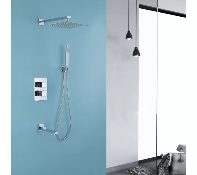 Душевая система ABBER Daheim AF8250 скрытого монтажа с изливом, термостат, хром, Выбрать цвет: Хром, изображение 2