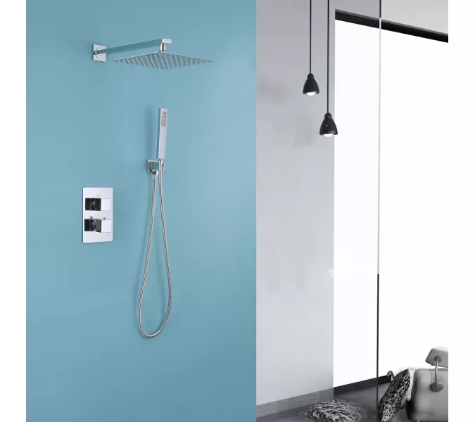 Душевая система ABBER Daheim AF8251 скрытого монтажа без излива, термостат, хром, Выбрать цвет: Хром, изображение 2