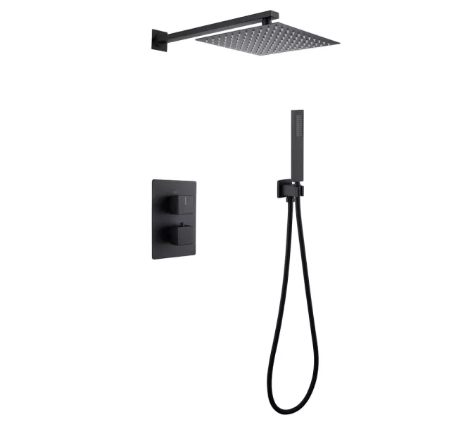 Душевая система ABBER Daheim AF8251B скрытого монтажа без излива, термостат, черная матовая, Выбрать цвет: Черный матовый