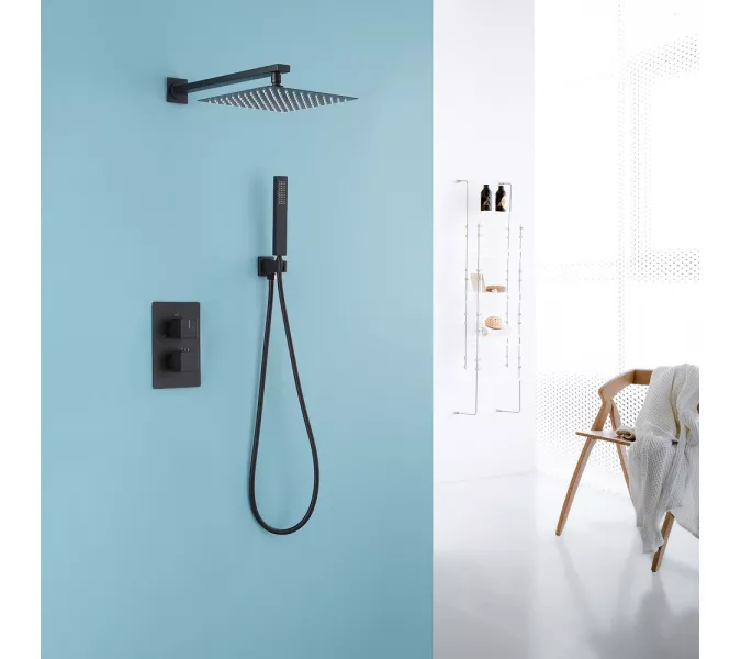 Душевая система ABBER Daheim AF8251B скрытого монтажа без излива, термостат, черная матовая, Выбрать цвет: Черный матовый, изображение 2