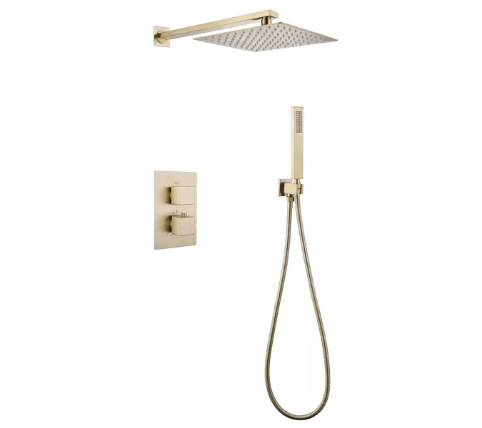 Душевая система ABBER Daheim AF8251G скрытого монтажа без излива, термостат, золото матовое, Выбрать цвет: Золото матовое