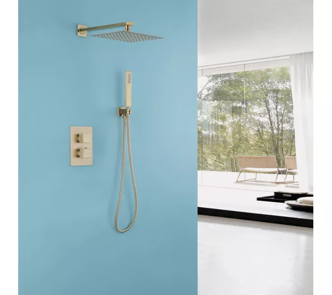 Душевая система ABBER Daheim AF8251G скрытого монтажа без излива, термостат, золото матовое, Выбрать цвет: Золото матовое, изображение 2