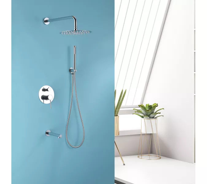 Душевая система ABBER Emotion AF8817 скрытого монтажа с изливом, хром, Выбрать цвет: Хром, изображение 2