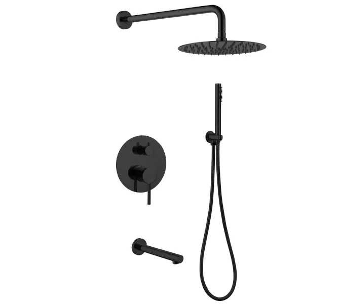 Душевая система ABBER Emotion AF8817B скрытого монтажа с изливом, черная матовая, Выбрать цвет: Черный матовый