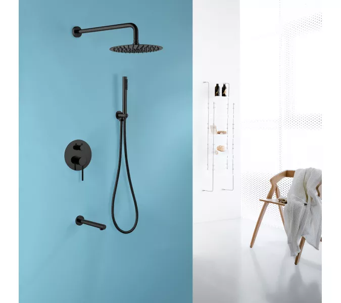 Душевая система ABBER Emotion AF8817B скрытого монтажа с изливом, черная матовая, Выбрать цвет: Черный матовый, изображение 2