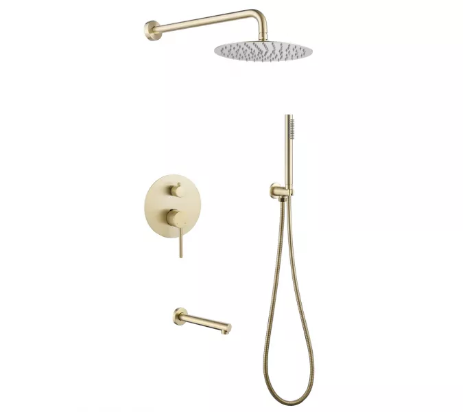 Душевая система ABBER Emotion AF8817G скрытого монтажа с изливом, золото матовое, Выбрать цвет: Золото матовое
