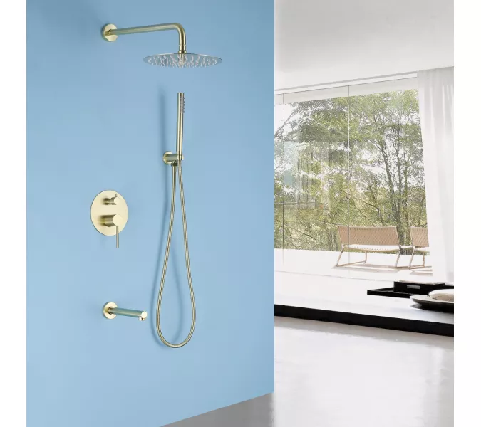 Душевая система ABBER Emotion AF8817G скрытого монтажа с изливом, золото матовое, Выбрать цвет: Золото матовое, изображение 2